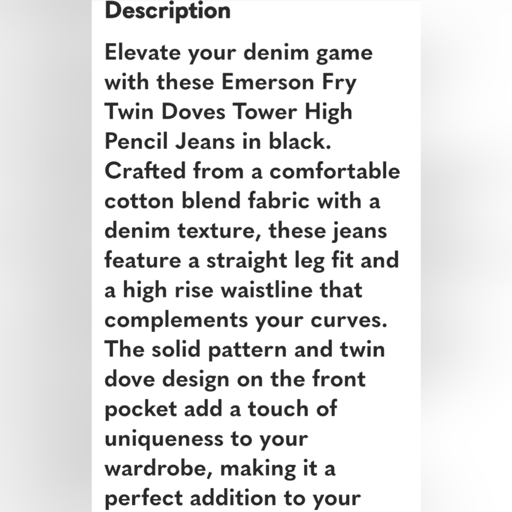 Emerson Fry Twin Doves Tower High Pencil Jeans in Black - Picture 2 of 8